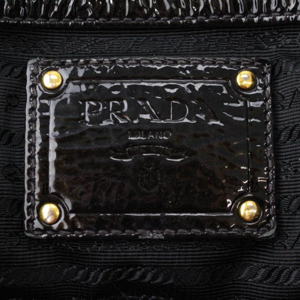 Prada Pocono Tote Ladies Shoulder Bag Nylon X Enamel Black - Picture 8 of 9